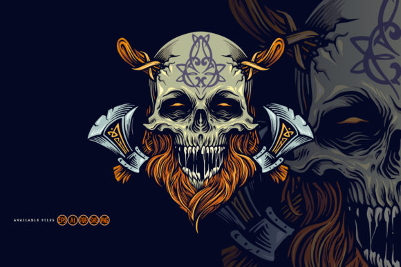 Download Skull Viking Warrior with Axe Graphic - Warrior Collection