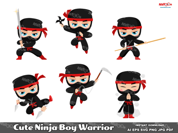 Download Cute Ninja Boy Warrior Cartoon ClipArt - Warrior Collection