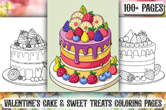 Download Valentine’s Cake &amp; Sweets Coloring Pages - Premium Bundle