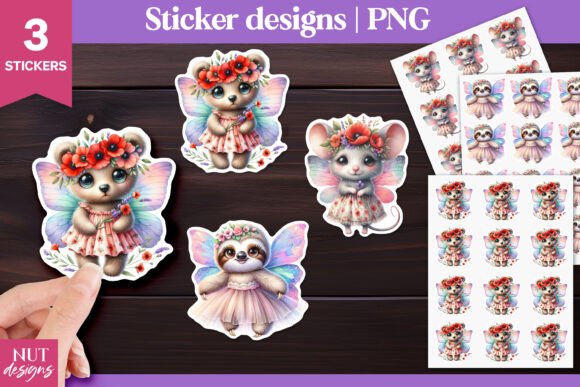 Download Sticker Baby Animals Fairy Bear Sloth - Animal Collection