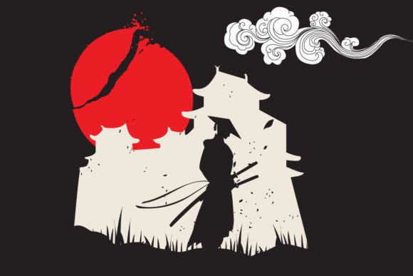 Download Samurai Warrior and Castle Silhouette - Warrior Collection