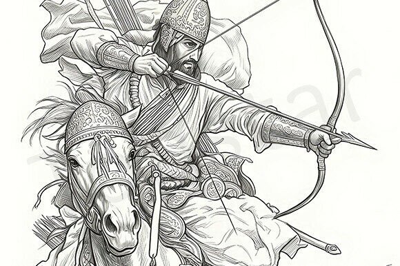 Download Medieval Warrior Archer on a Horse Art - Premium Resources